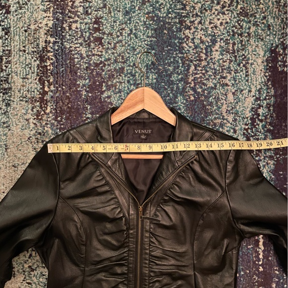 Sold ~ Black Ruched Corset Lace-up Back Motorcycle Leather Jacket - Picture 10 of 15